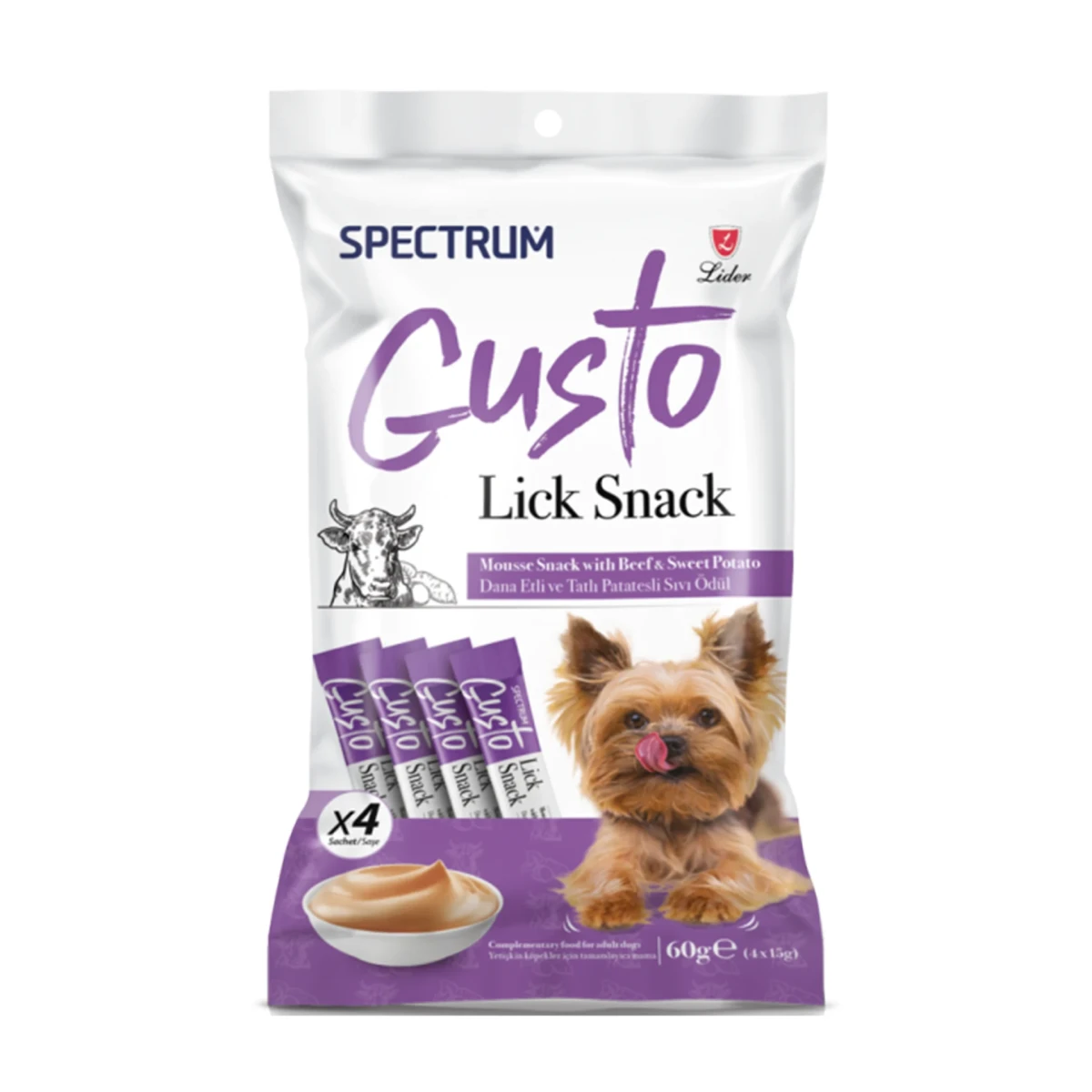 Spectrum Gusto Dana Etli ve Tatlı Patatesli Sıvı Köpek Ödül Maması 4x15G