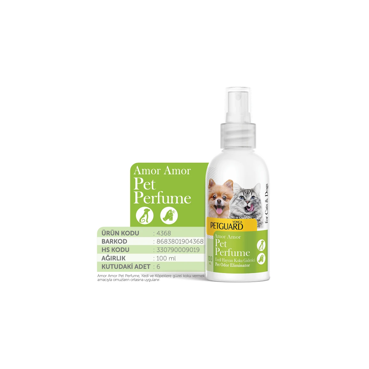 Petguard Amor Kedi Köpek Parfümü