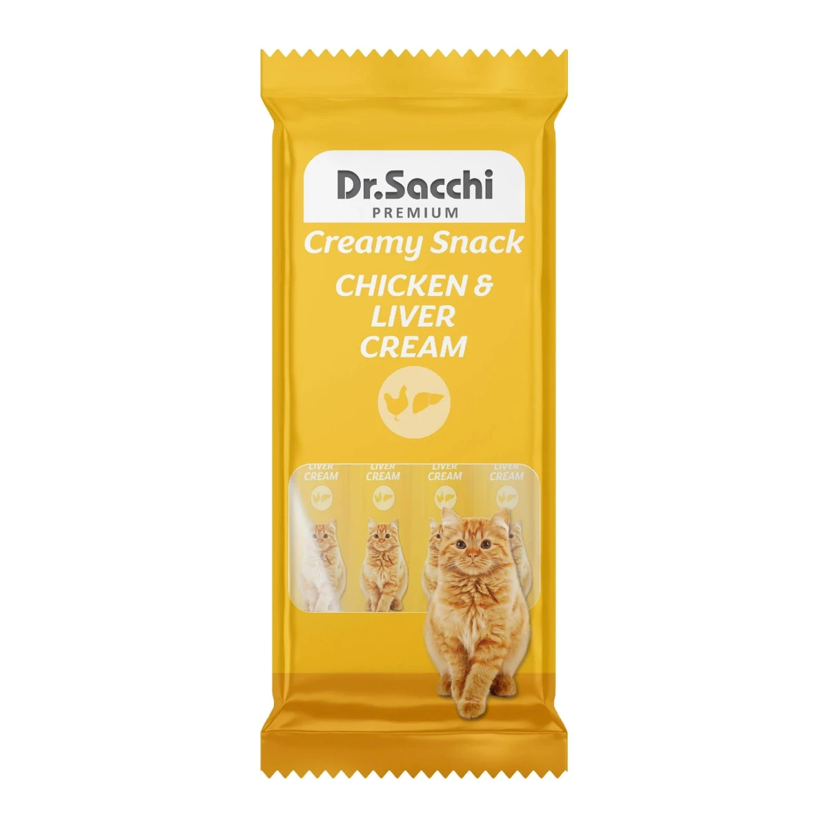 Dr. Sacchi Dr.Sacchi Creamy Snack Chicken&Liver Sıvı Kedi Ödülü 4'Lü Paket