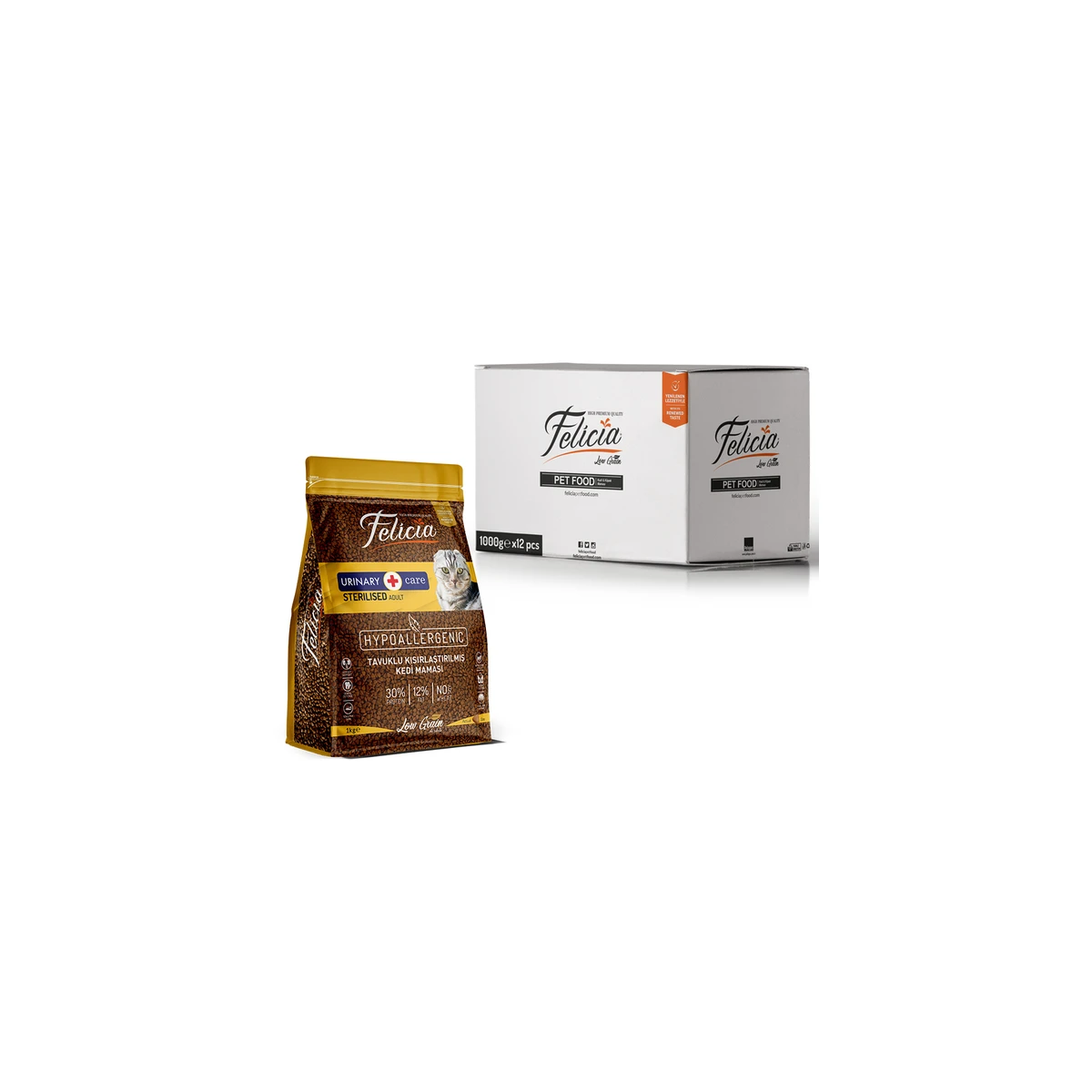 Felicia 1 Kg Kolajenli Tavuklu Az Tahıllı Kısırlaştırılmış Kedi Maması HypoAllergenic Kedi Maması