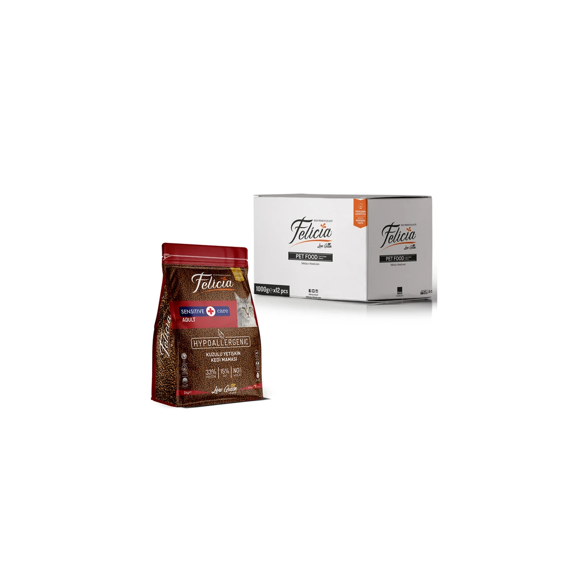 Felicia 1 Kg Kuzulu Az Tahıllı Yetişkin Kedi Maması HypoAllergenic Kedi Maması