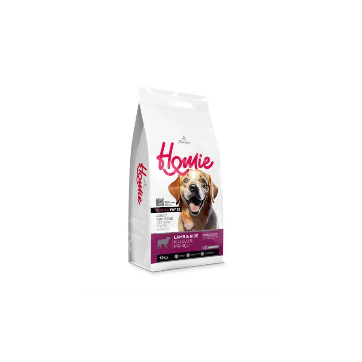 Homie Düşük Tahıllı Kuzulu ve Pirinçli Köpek Maması 12 Kg