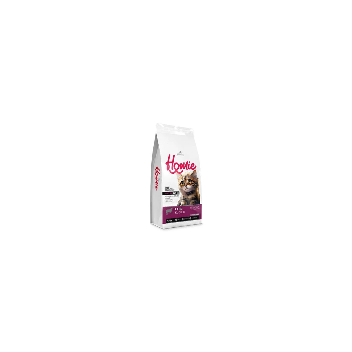 Homie Kitten Pro38 Düşük Tahıllı Kuzulu Yavru ve Anne Kedi Maması 12 Kg
