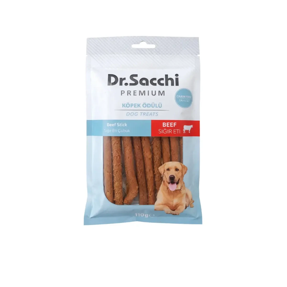 Dr.Sacchi Premium Sığır Etli Çubuk Tahılsız Köpek Ödülü 5'' 10'lu 100 Gr