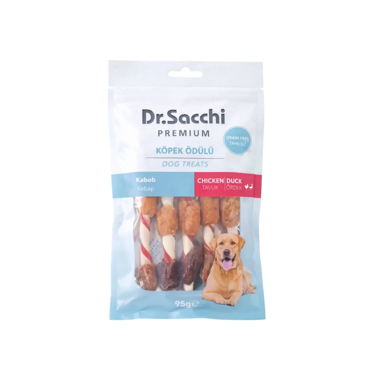 Dr.Sacchi Premium Tavuklu ve Ördekli Kebap Tahılsız Köpek Ödülü 5'' 5'li 95 Gr