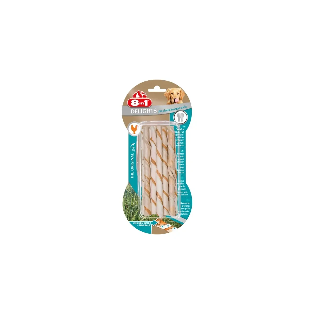 8IN1 Delights Pro Dental Diş Sağlığı için Burgu Çubuk Köpek Ödül Kemiği - 55GR