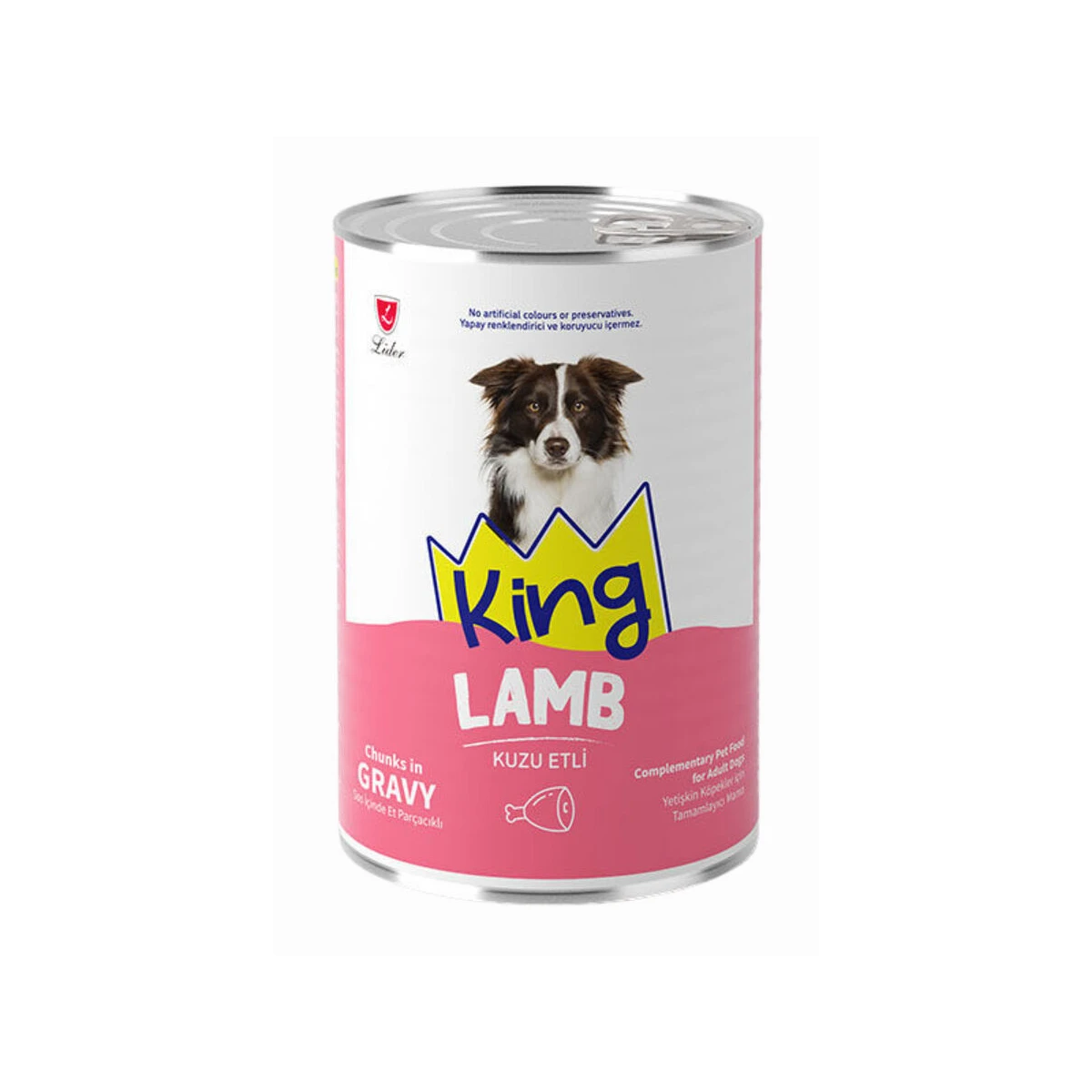 King Sos İçerisinde Et Parçacıklı Kuzu Etli Köpek Konservesi 400gr