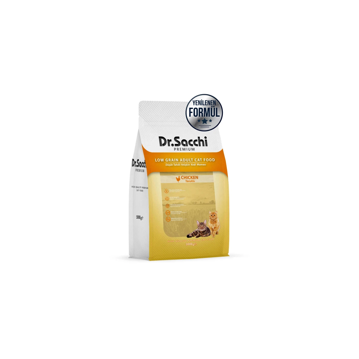 Dr.Sacchi Premium Tavuklu Düşük Tahıllı Yetişkin Kedi Maması 1kg
