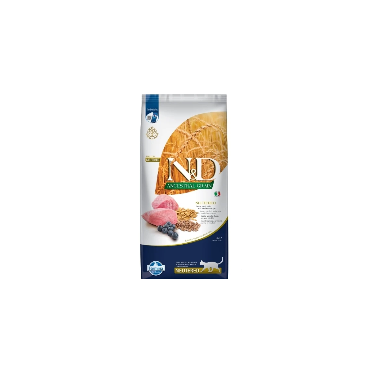ND Ancestral Grain Kuzu Etli ve Yaban Mersinli Ata Tahıllı Kısırlaştırılmış Kedi Maması 10kg
