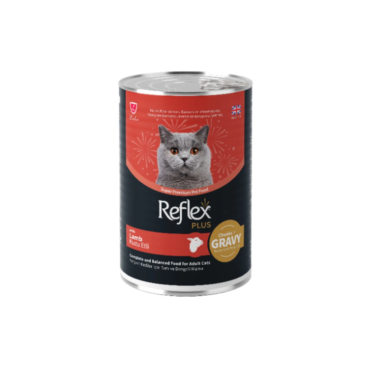 Reflex Plus Sos İçinde Parça Kuzulu Yetişkin Kedi Konservesi 400gr