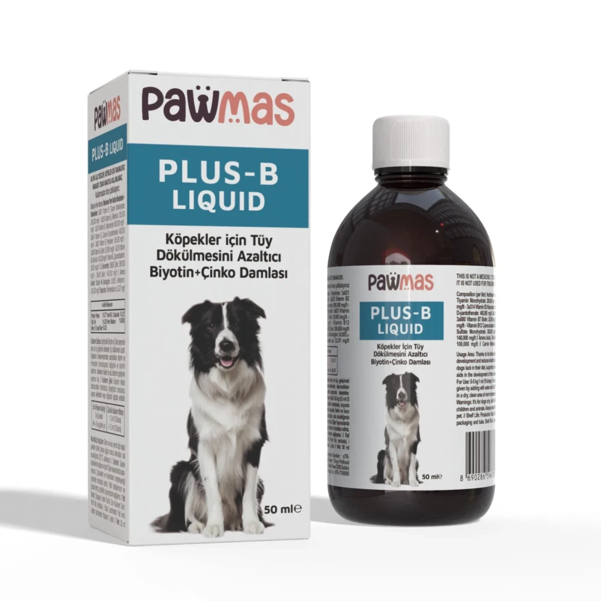 Pawmas Plus-B Liquid Köpekler için Tüy Dökülmesini Azaltıcı Biyotin & Çinko Damlası 50 ml - görsel 2