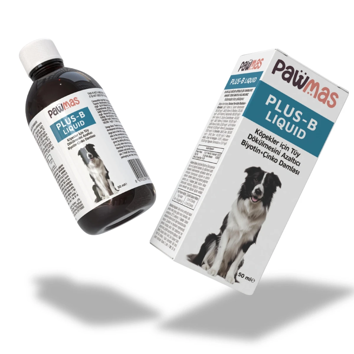 Pawmas Plus-B Liquid Köpekler için Tüy Dökülmesini Azaltıcı Biyotin & Çinko Damlası 50 ml