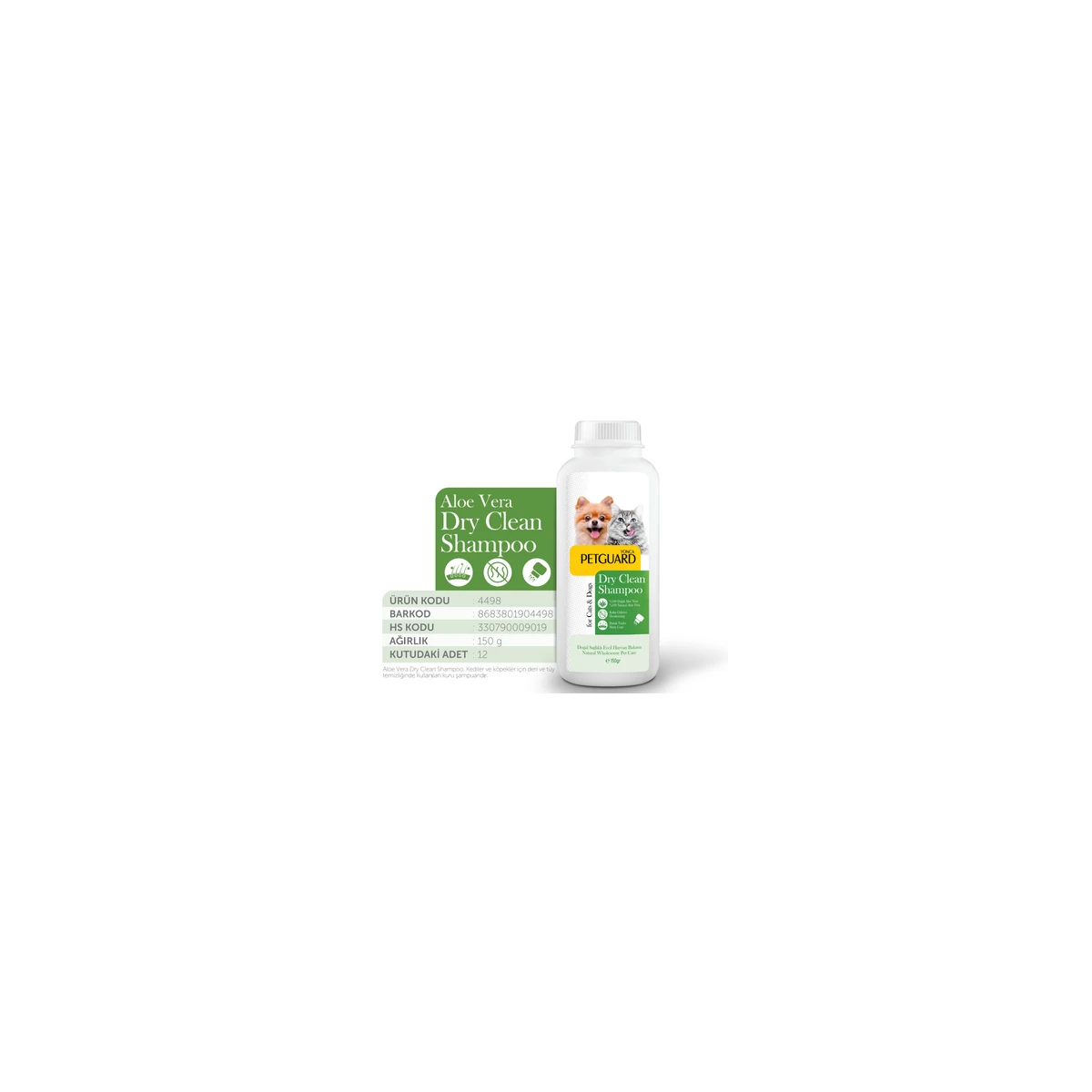 PETGUARD ALOE VERA KURU TOZ ŞAMPUAN KEDİ KÖPEK 150GR