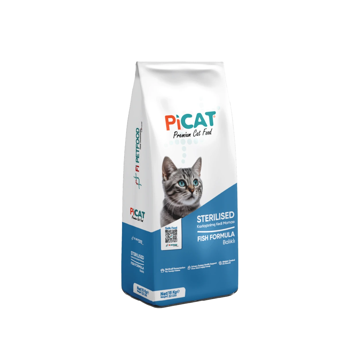 Pi Cat Balıklı Kısırlaştırılmış Kedi Maması 15 Kg