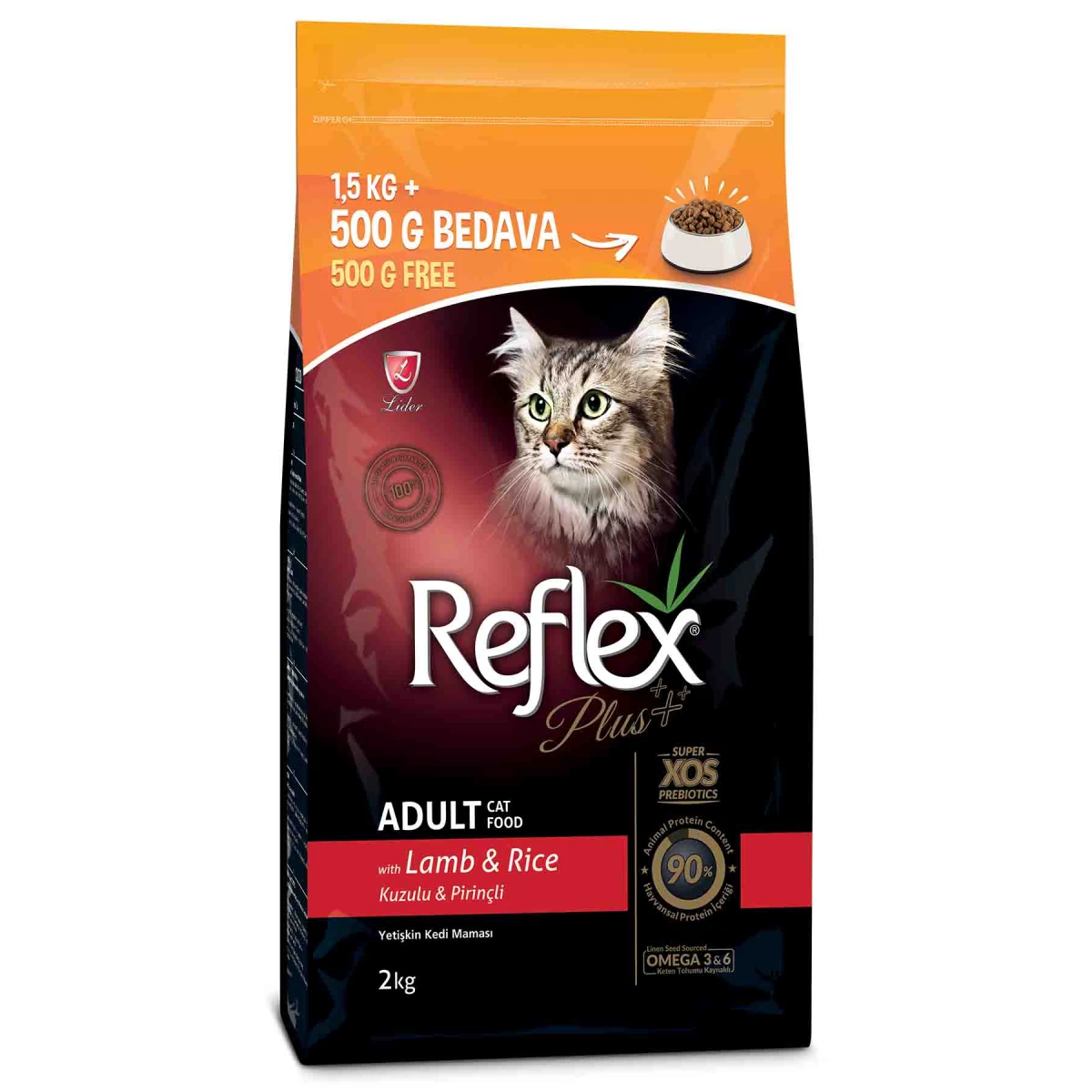 Reflex Plus Kuzulu Yetişkin Kedi Maması 1,5kg+500gr