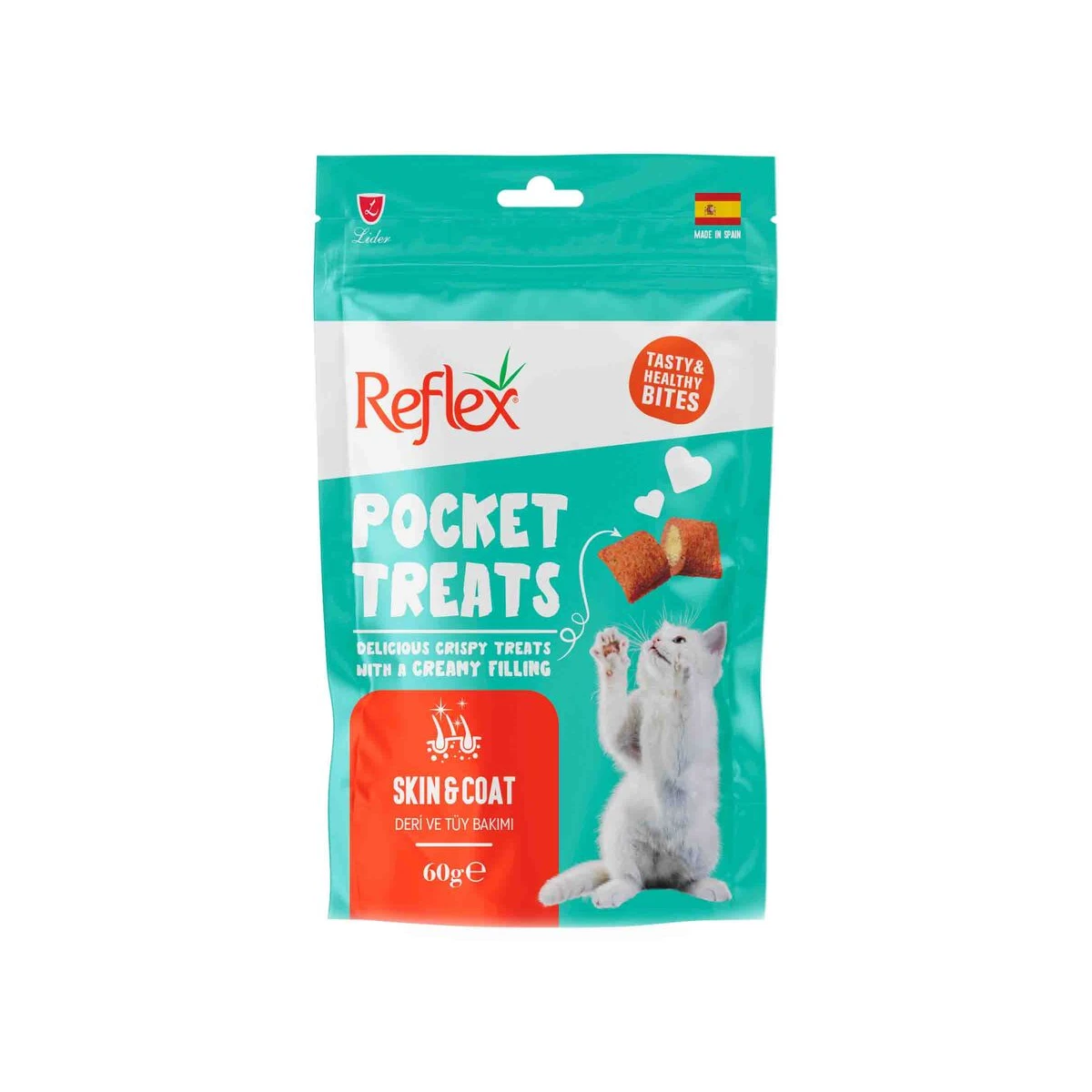 Reflex Pocket Treats Deri ve Tüy Bakımı Yetişkin Kedi Ödül Maması 60gr