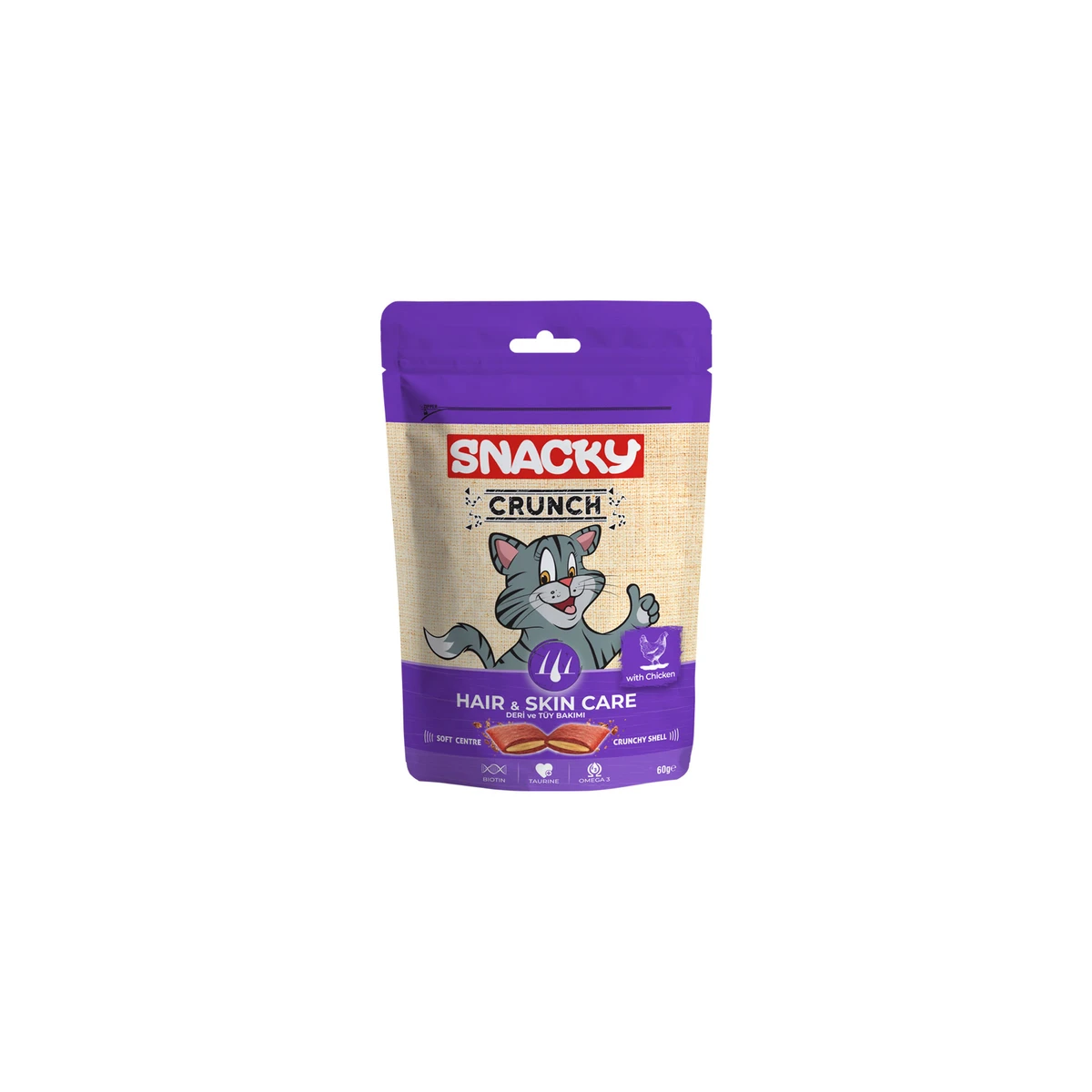 Snacky Kedi Crunch Ödül Hair-Skin Tavuklu