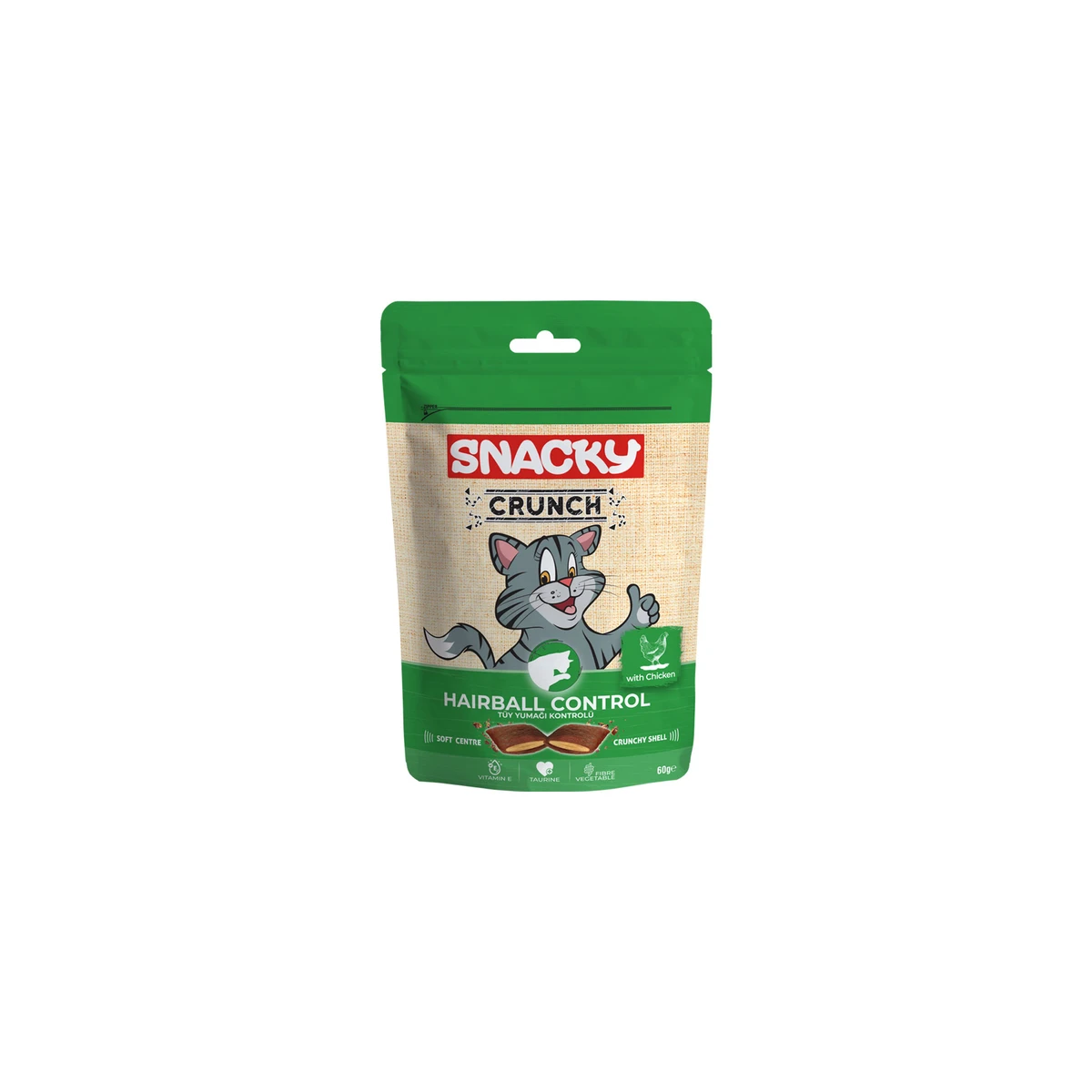 Snacky Kedi Crunch Ödül Hairball Cont.Tavuk