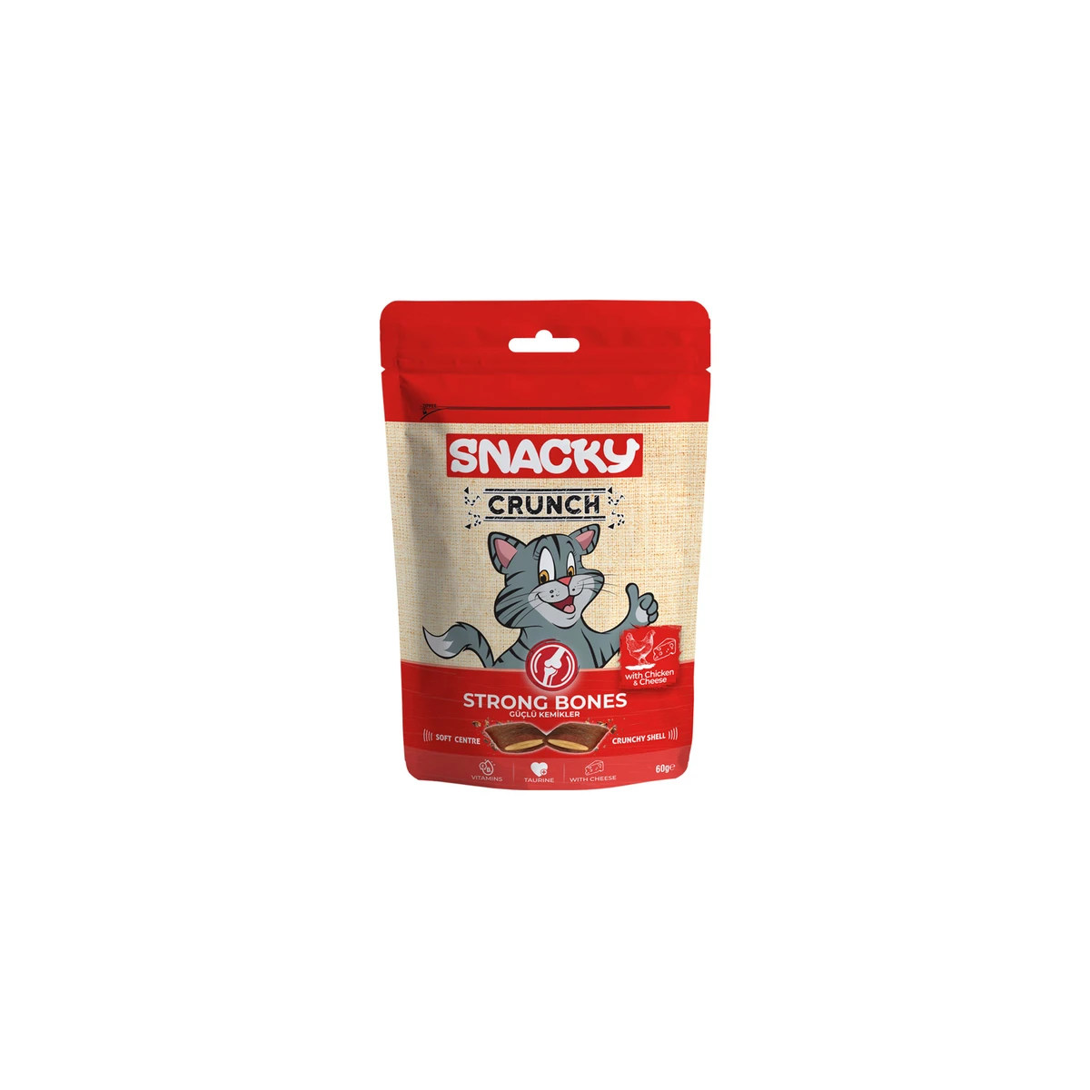 Snacky Kedi Crunch Ödül Strong Tavuk-Peynir
