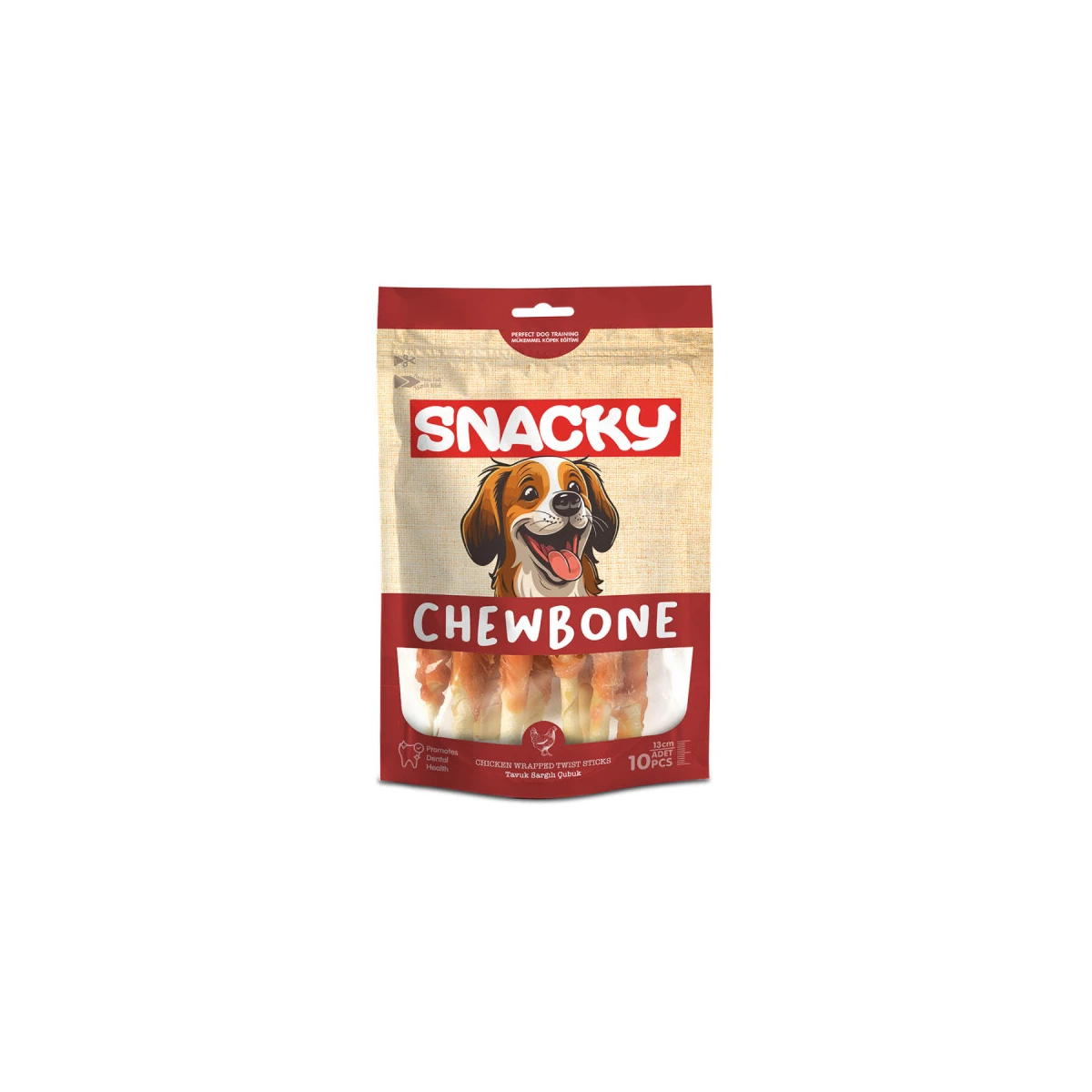 Snacky T. Tavuk Sargılı Çubuk Köpek Ödül 10'lu *13cm *100g