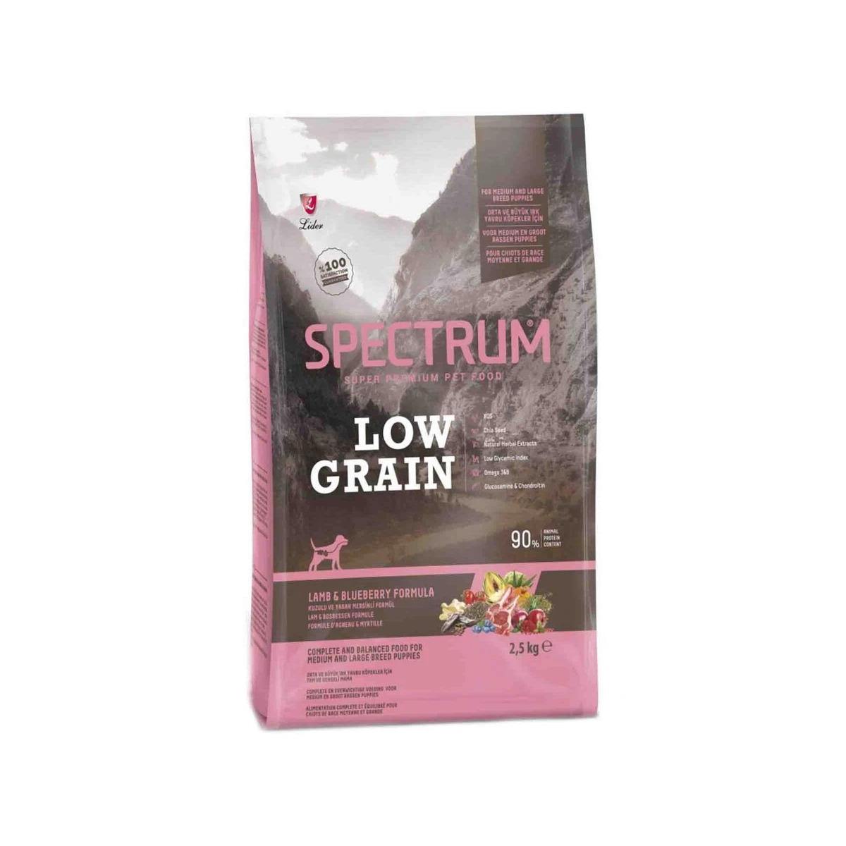 Spectrum Kuzu Etli ve Yaban Mersinli Orta ve Büyük Irk Düşük Tahıllı Yavru Köpek Maması 2,5kg