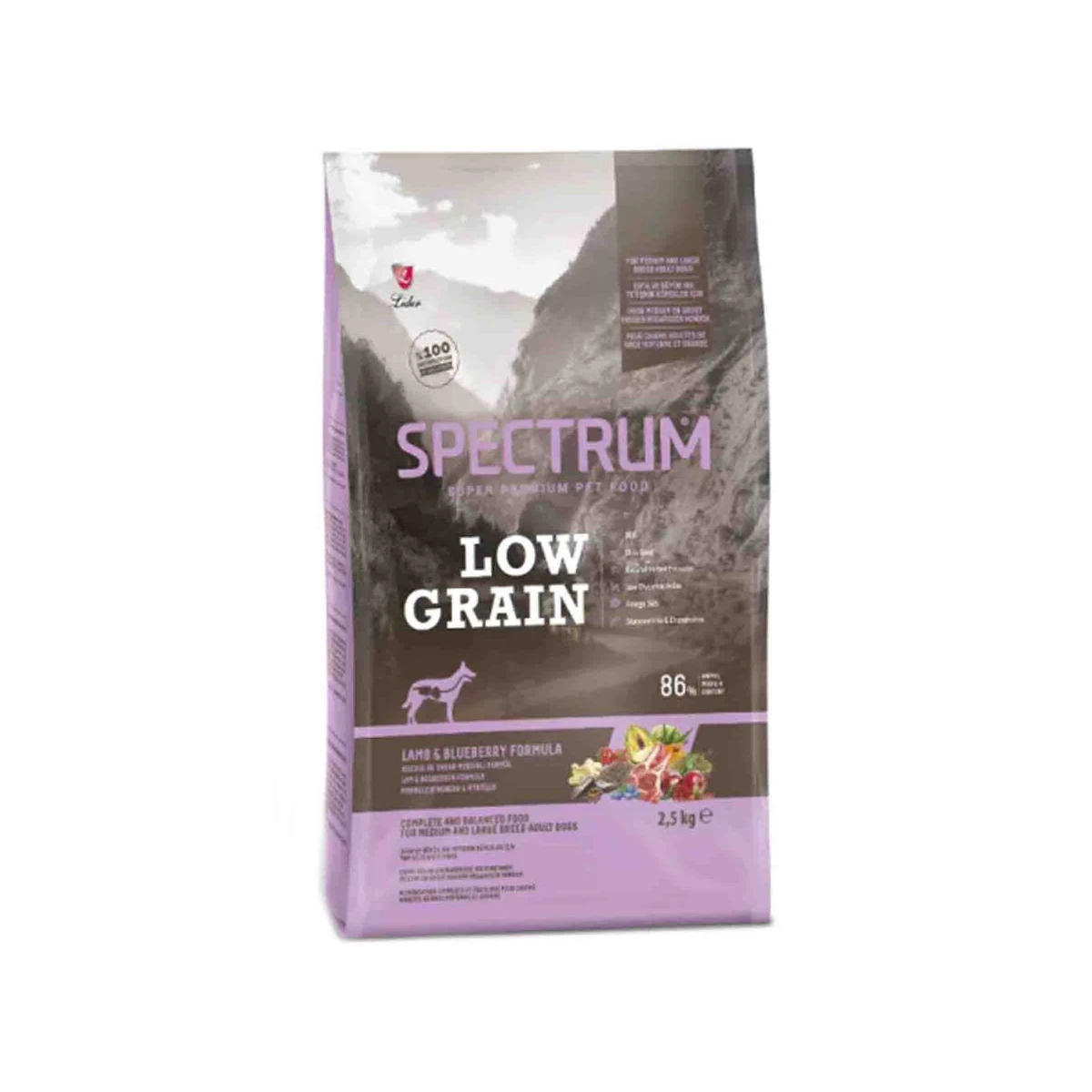 Spectrum Düşük Tahıllı Kuzulu Yaban Mersinli Orta ve Büyük Irk Yetişkin Köpek Maması 2,5kg