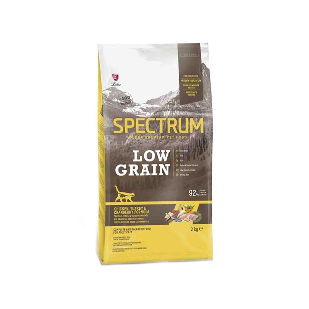 Spectrum Düşük Tahıllı Tavuk Hindi ve Kızılcıklı Yetişkin Kedi Maması 2kg