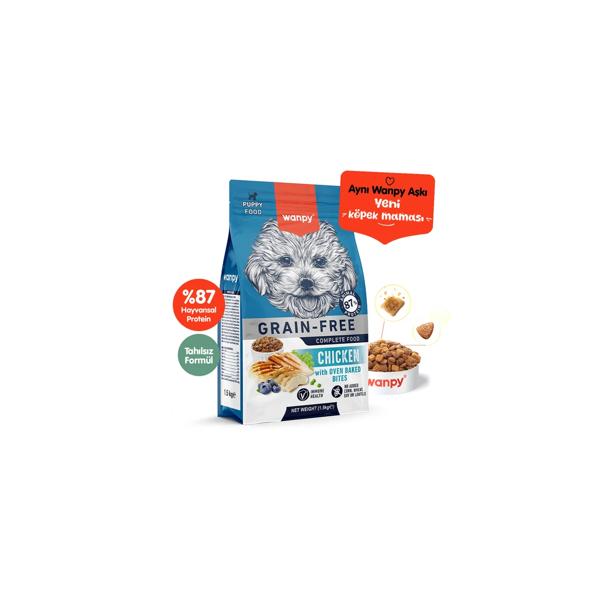 Wanpy Tahılsız Tavuklu Yavru Köpek Maması 1,5 kg